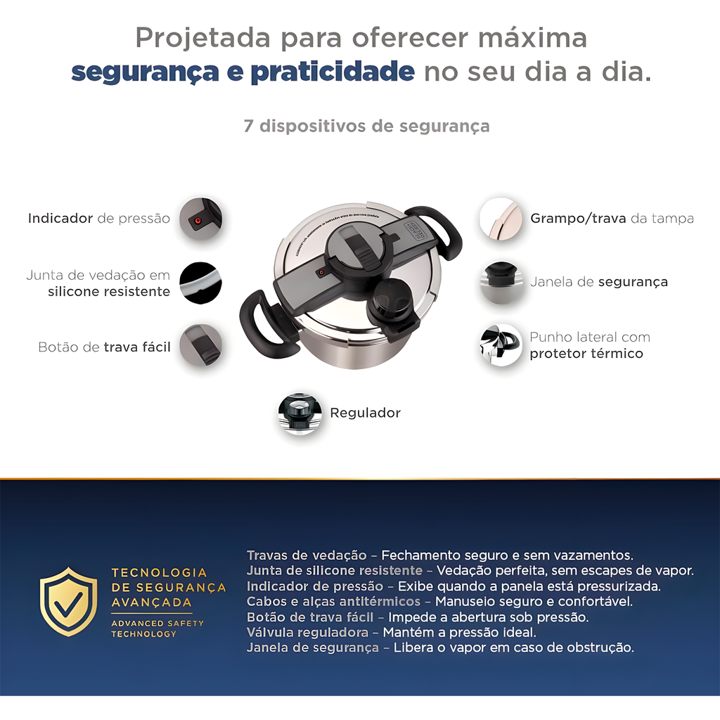 Panela Pressão Black Decker Inox 6L Pro Fechamento Externo