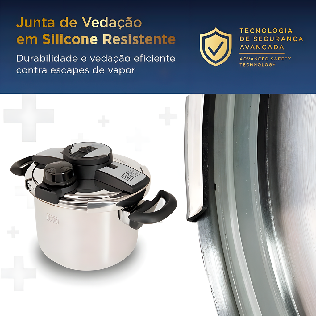 Panela Pressão Black Decker Inox 6L Pro Fechamento Externo