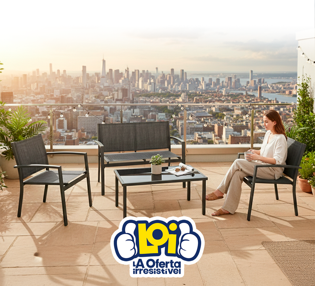 Conjunto Terraço Relax 4 Peças Estrutura Aço Área Externa