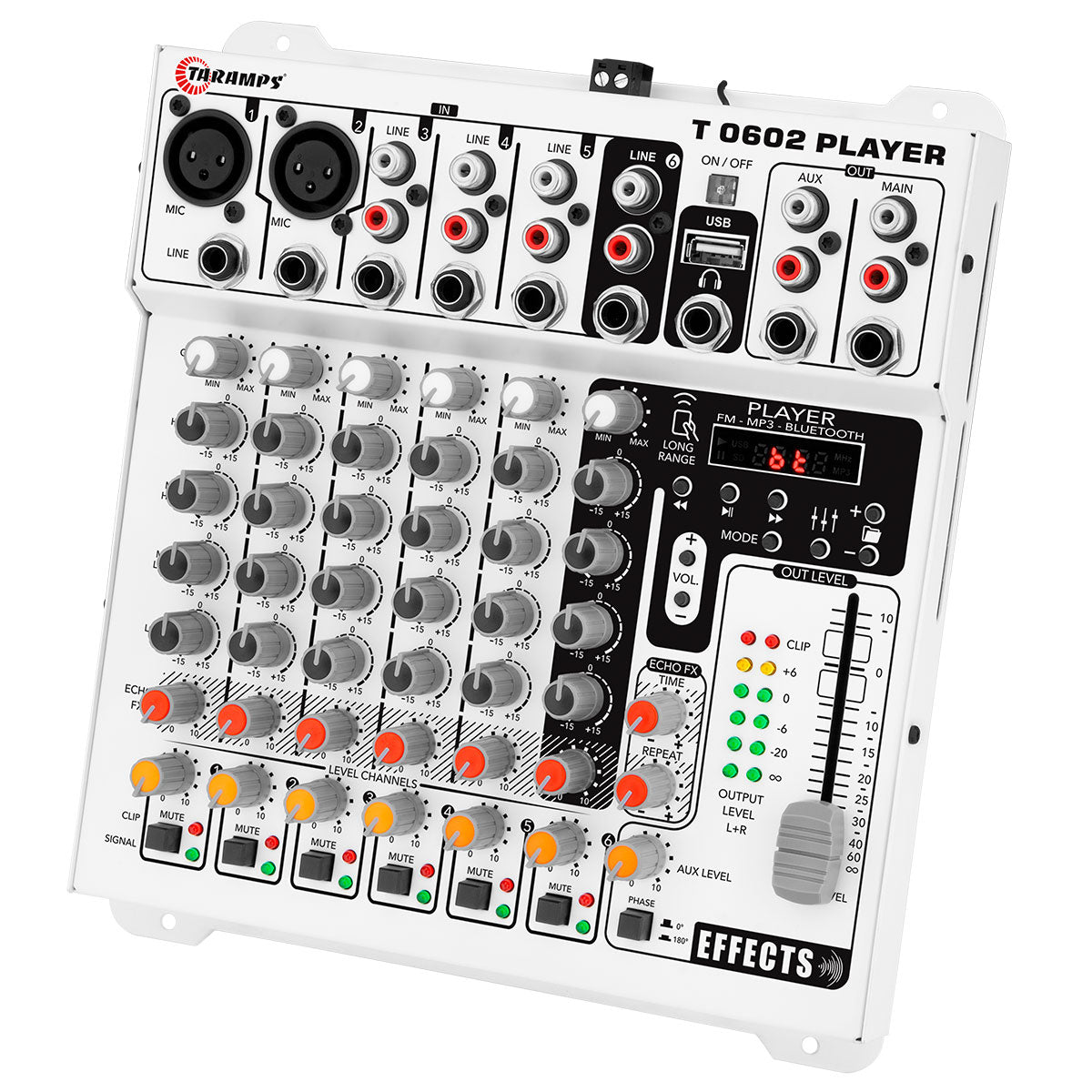 Mesa de Som Taramps T 0602 Player 6 Canais com Efeito Echo FX