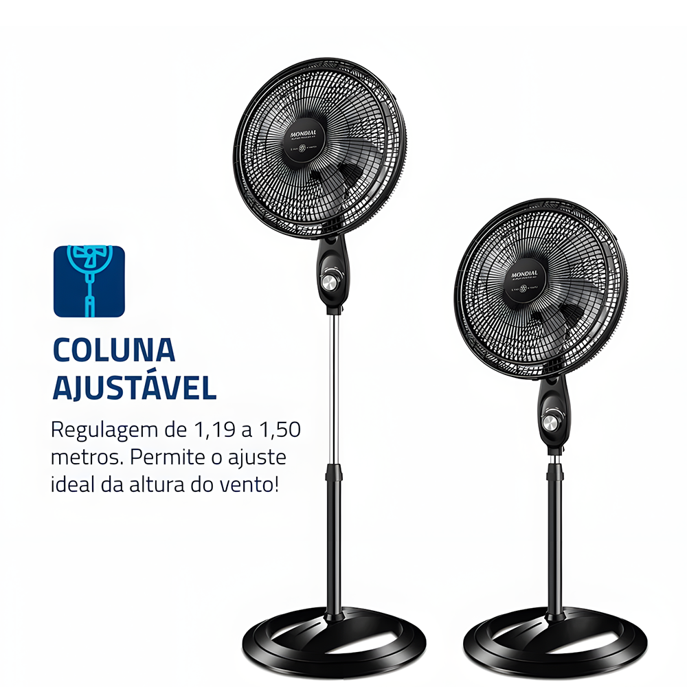 Ventilador De Coluna Mondial Vsp-40c-nb Super Power 40cm