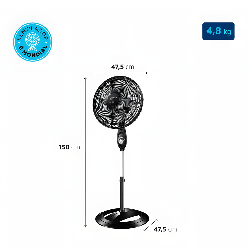 Ventilador De Coluna Mondial Vsp-40c-nb Super Power 40cm