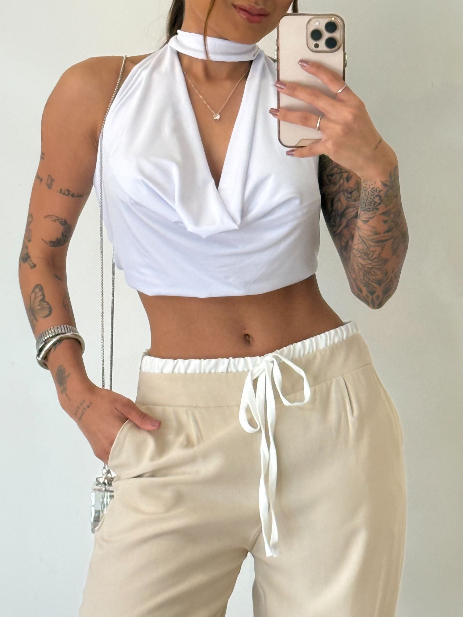 CALÇA ROMA LINHO NUDE