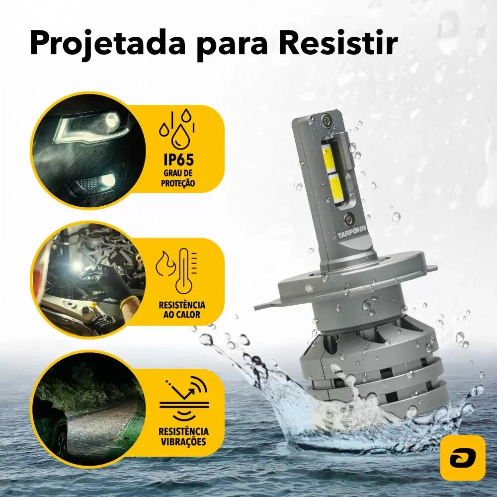 Kit Lâmpadas Led Tarponn TP-6412 TX5 Pro H4 Lumens 4000k 50w