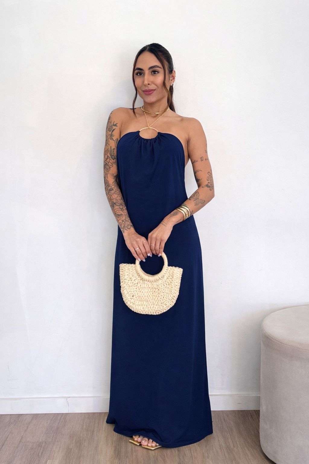 VESTIDO LONGO AURORA MARINHO - PRÉ-VENDA ENVIOS À PARTIR DE 24/O2