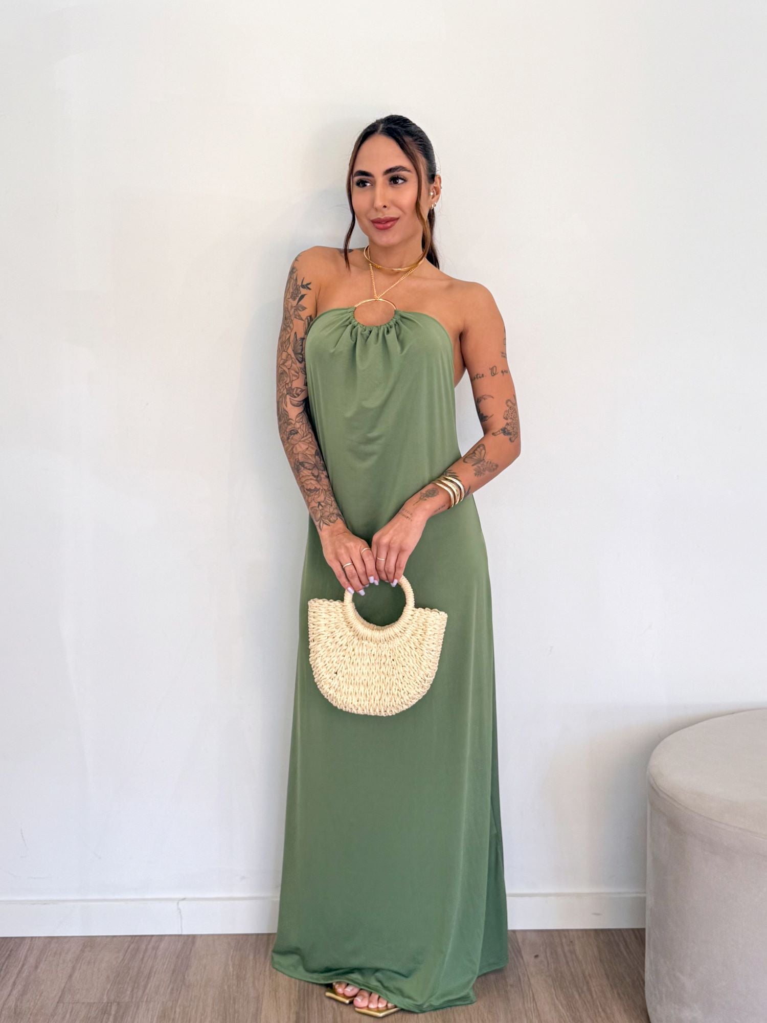 VESTIDO LONGO AURORA VERDE OLIVA - PRÉ-VENDA ENVIOS À PARTIR DE 24/O2